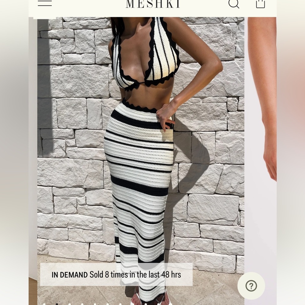 Black and White Striped Knit Skirt + Top